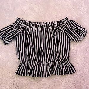 H&M striped cropped blouse